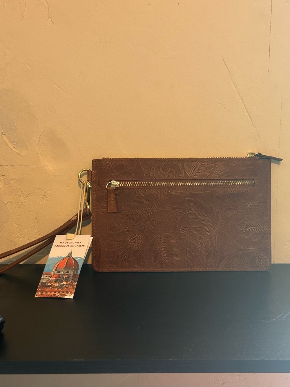 ISADORA Made In Italy Brown Embossed Leather El Charro Large Wristlet NWTS - Picture 13 of 13